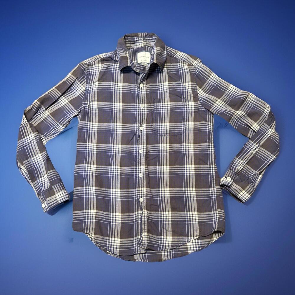 American‎ Eagle Mens Shirt Extra Small Gray Plaid Button Down Casual